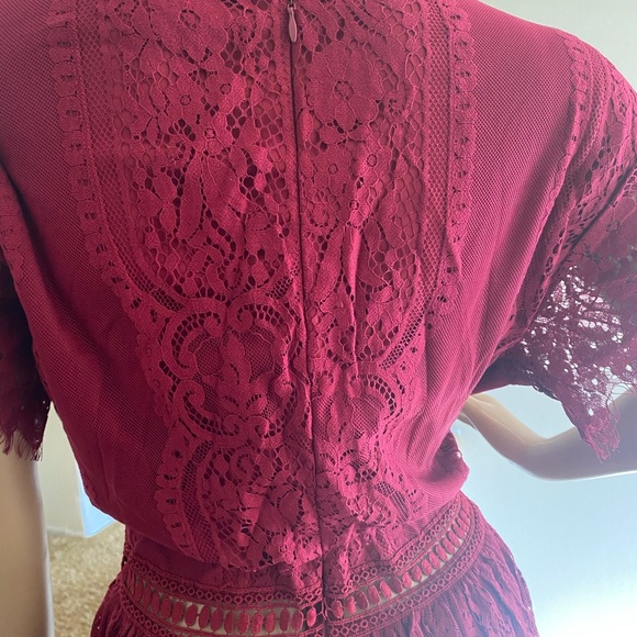 Wine long lace dress , new no tags , please see measurements chart - Picture 8 of 8